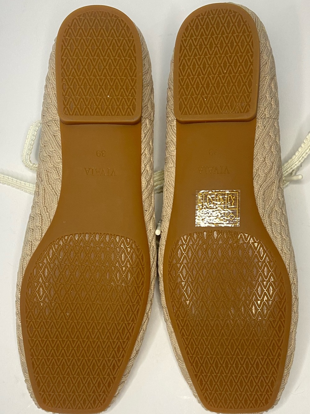 NWOB VIVAIA Cable Knit Lace-Up Ballet Flat Beige EU 39 US 8.5 Square Toe Comfort - Picture 13 of 13